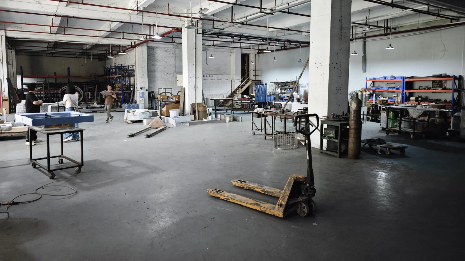 Wide view of a furniture factory floor in Foshan