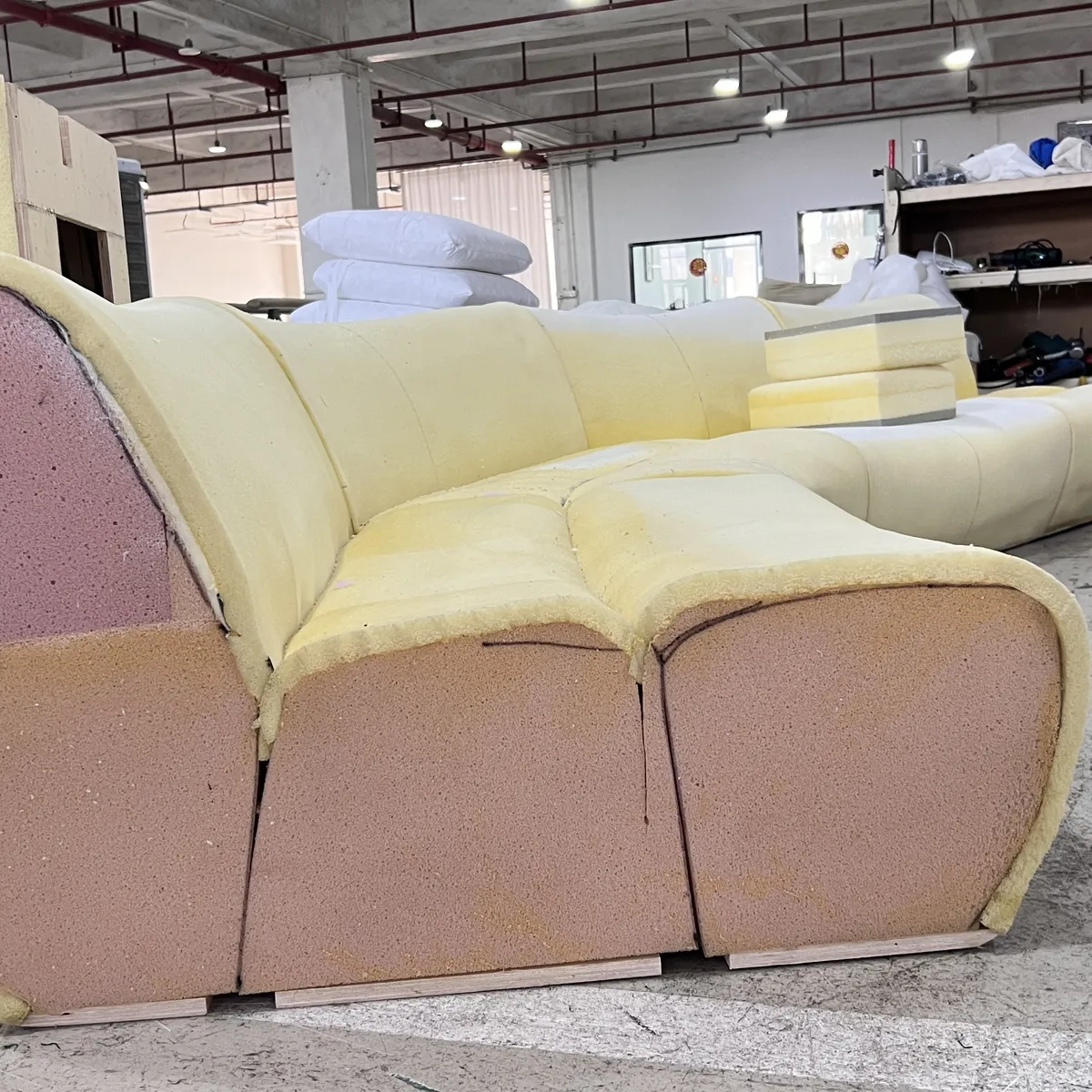 Sofa frames with webbing before foam and cover