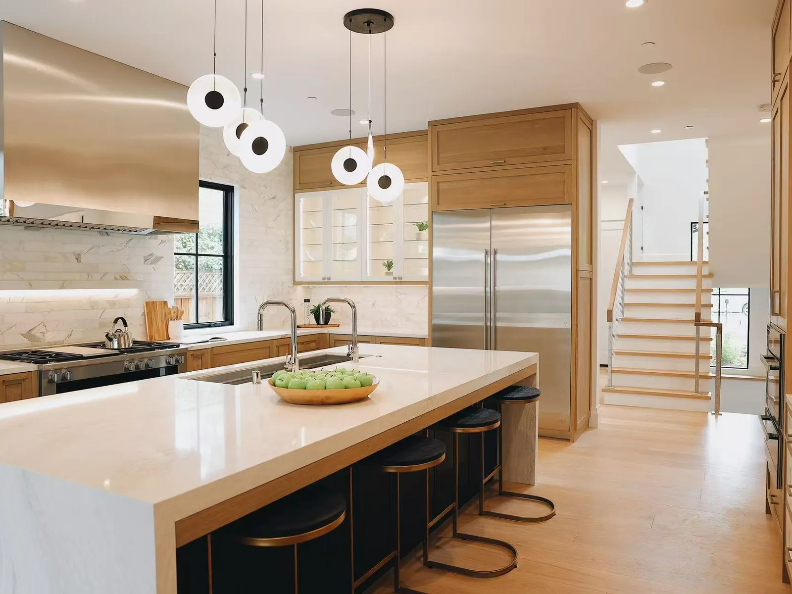 Kitchen and stair, Menlo Park residence