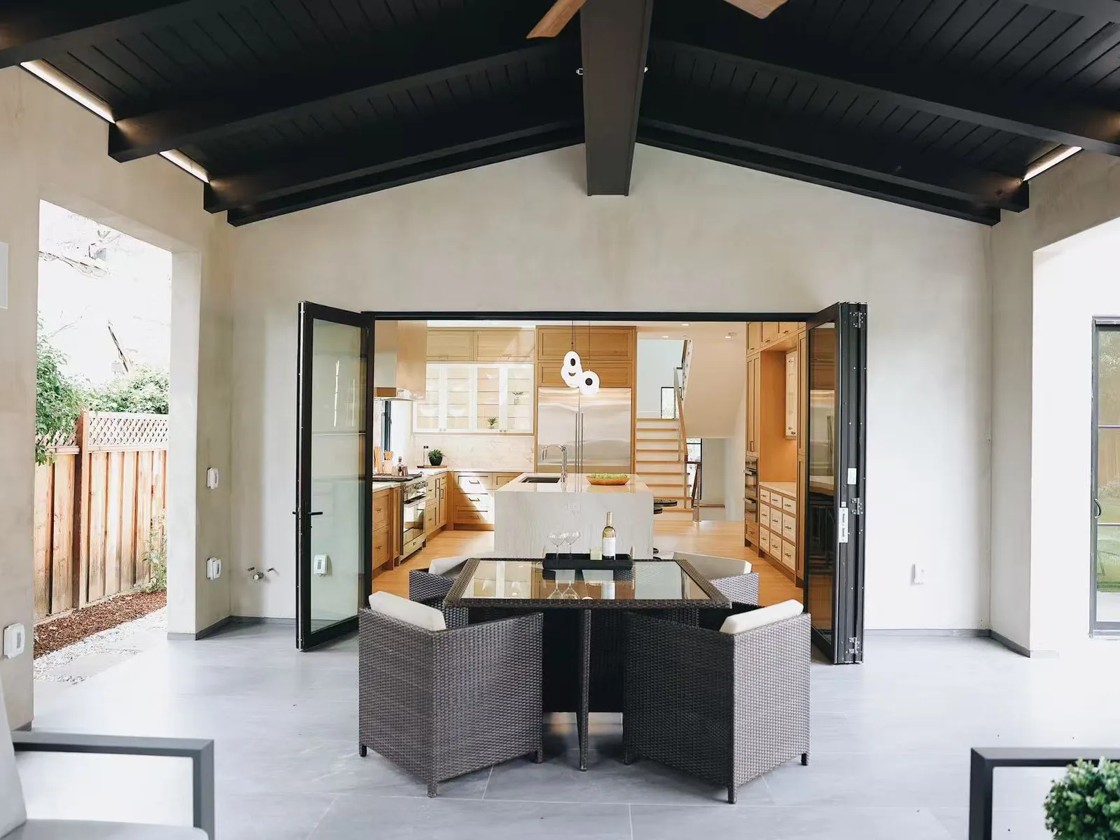 Terrace looking into the kitchen, Menlo Park residence