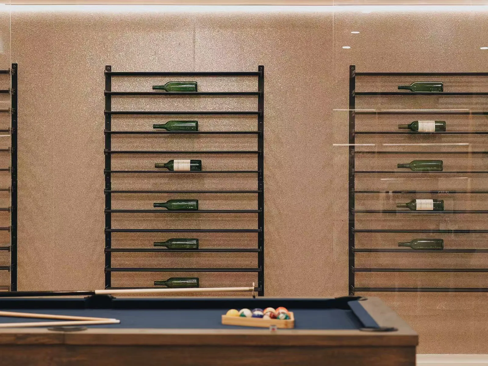 Wine display wall, Menlo Park residence