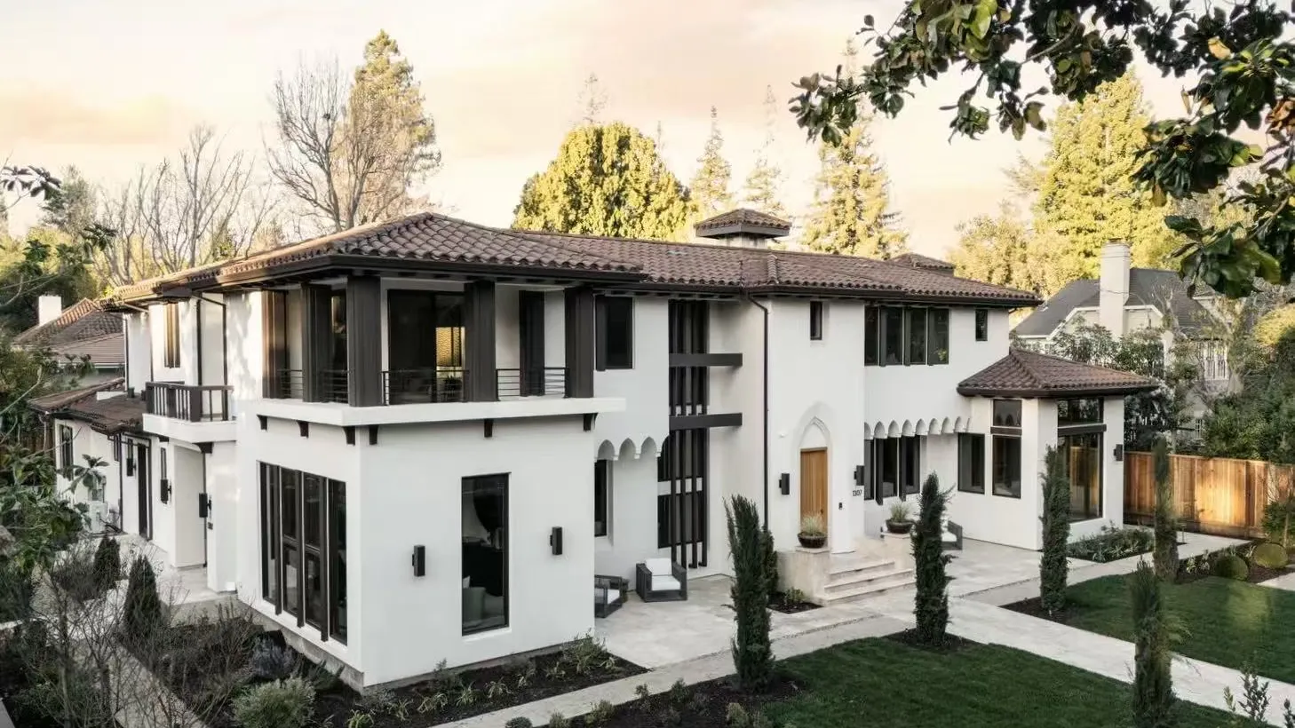 Palo Alto model home exterior at sunset