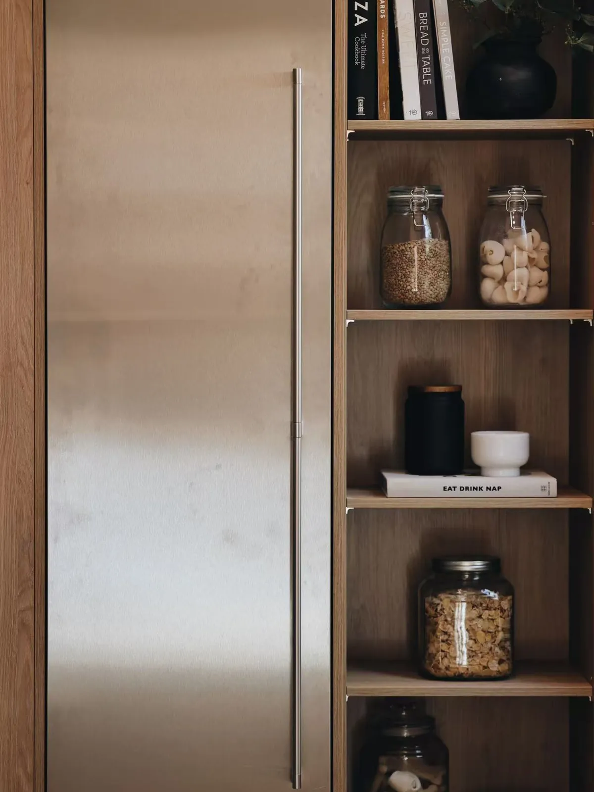 Pantry shelving in oak, Palo Alto model home