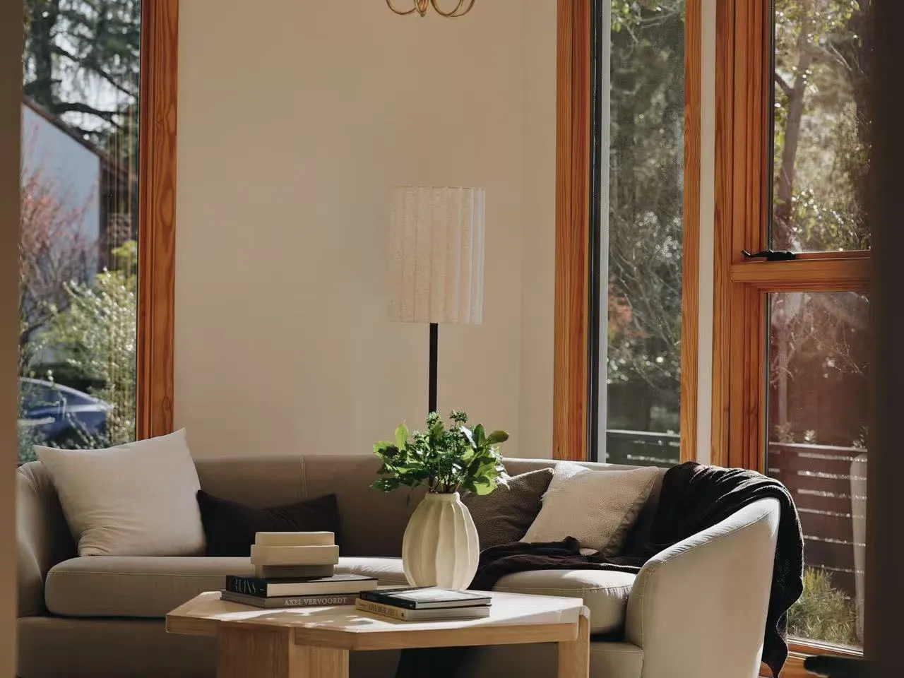 Sitting room with chandelier, Palo Alto model home