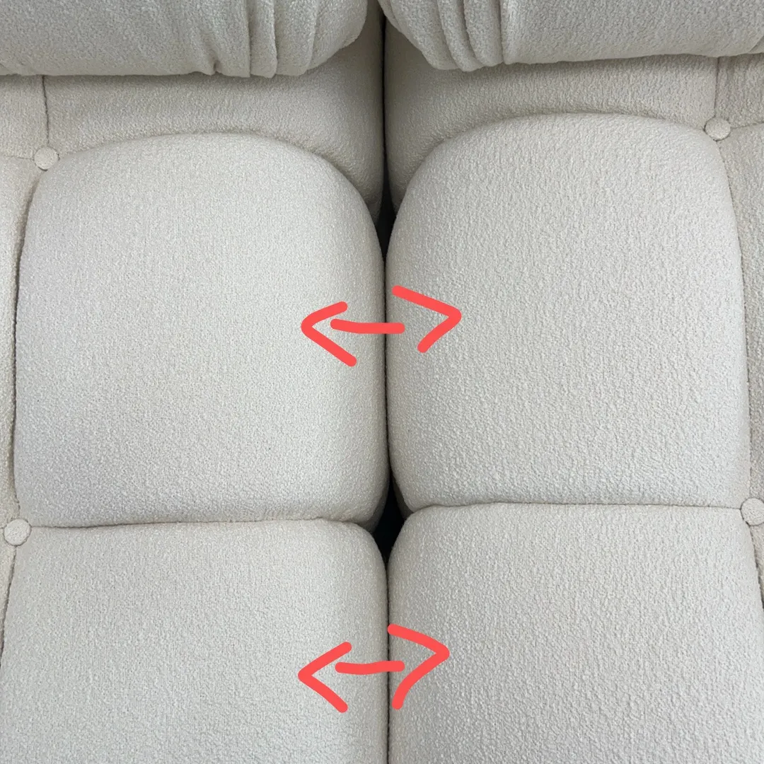 Red inspection marks on a cushion