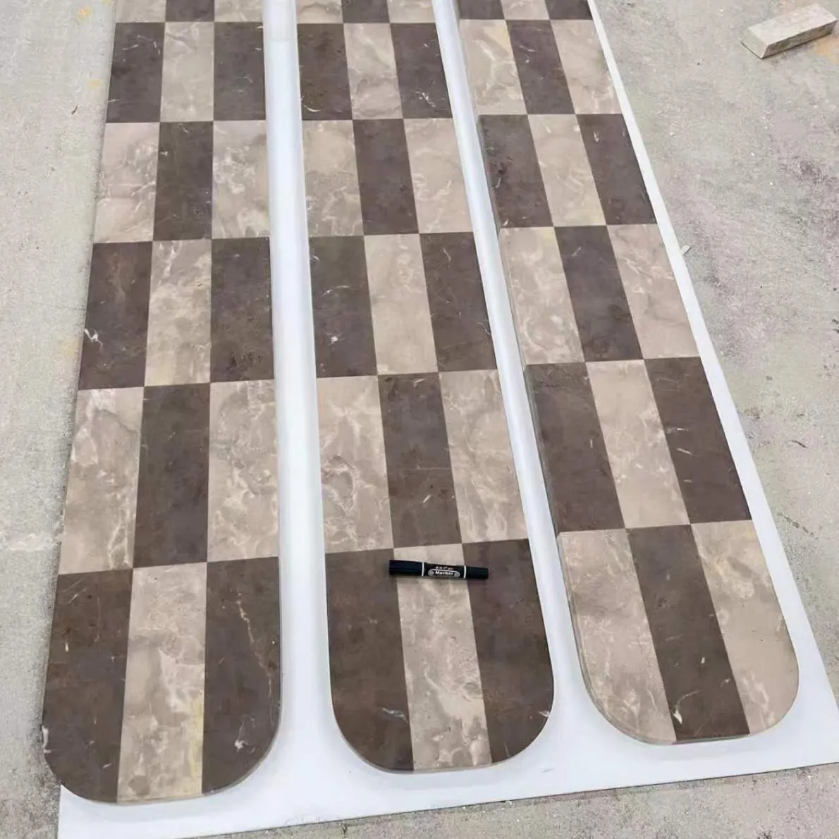 Stone parts prepared for a console
