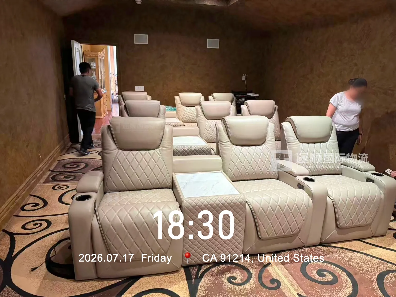 Home cinema recliner row installed