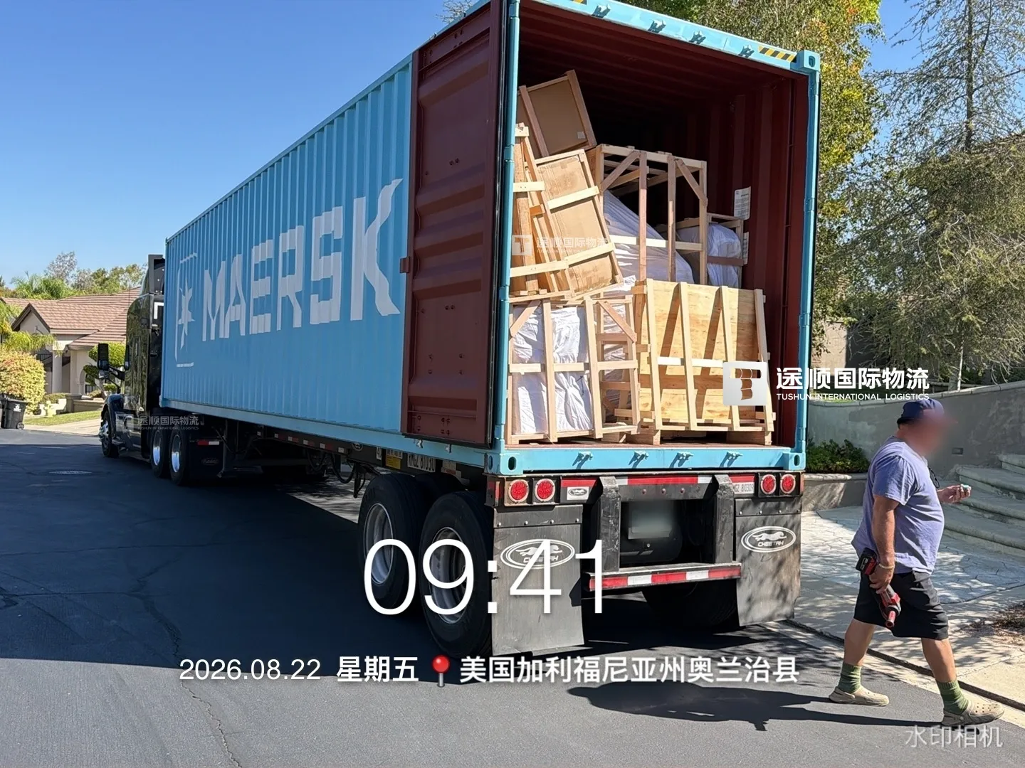 40 ft container opened outside a house in Orange County, California