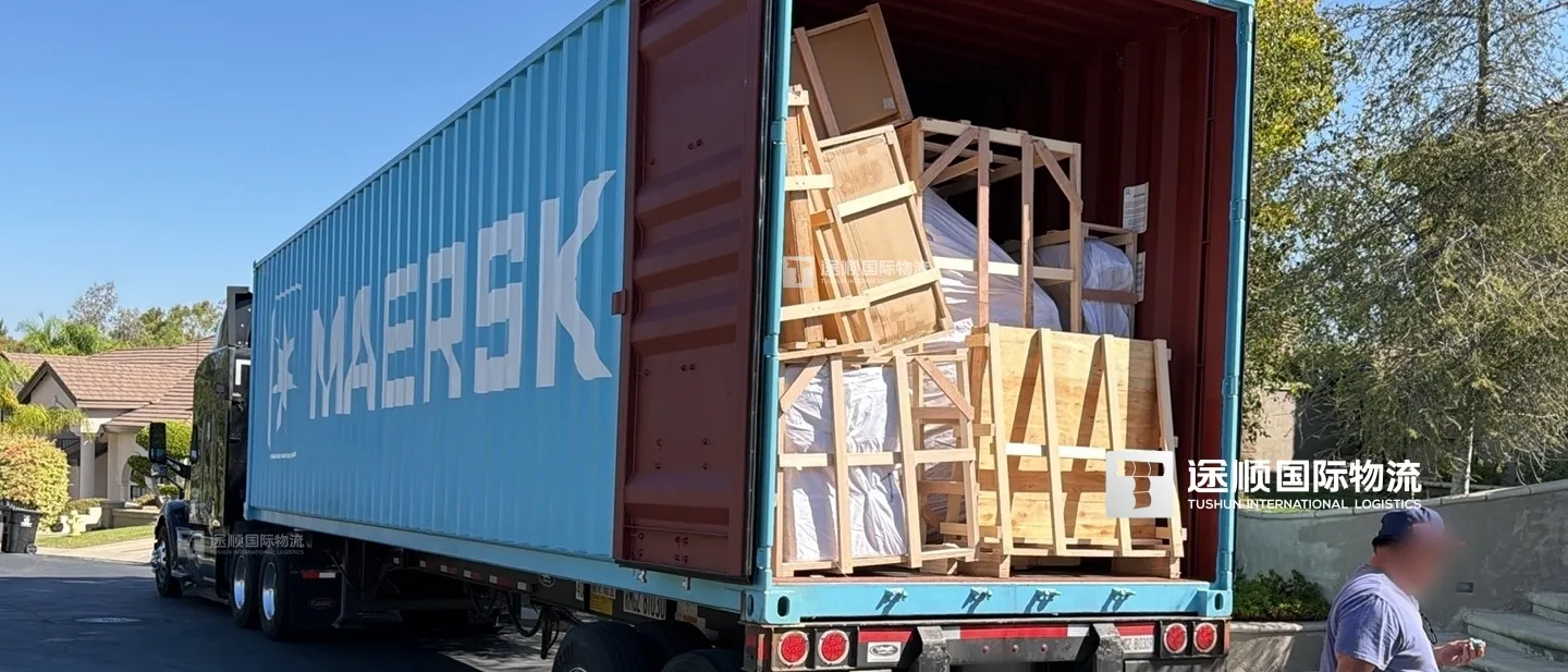 40 ft container opened outside a house in Orange County, California