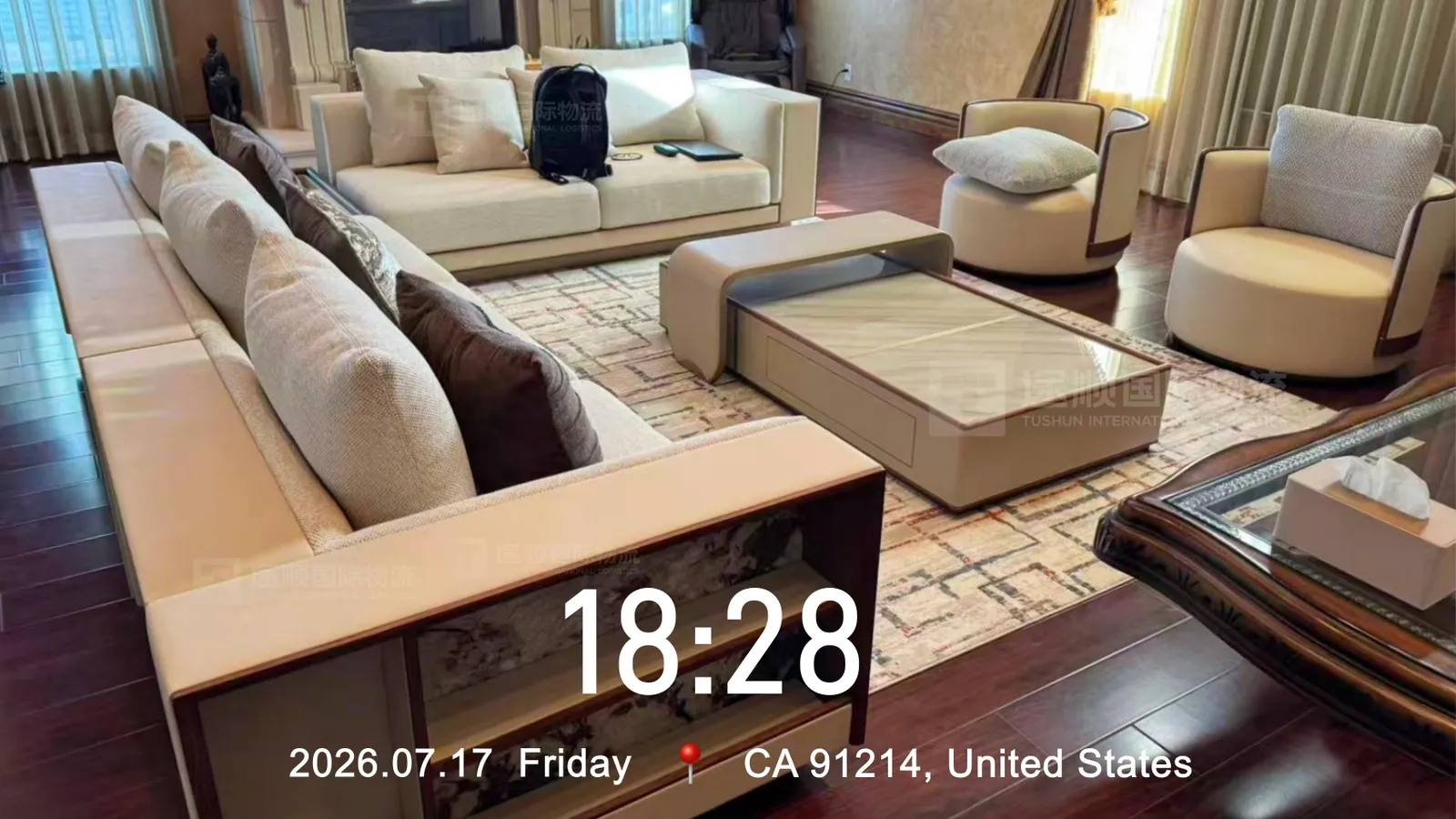 Living room set installed in La Crescenta, California