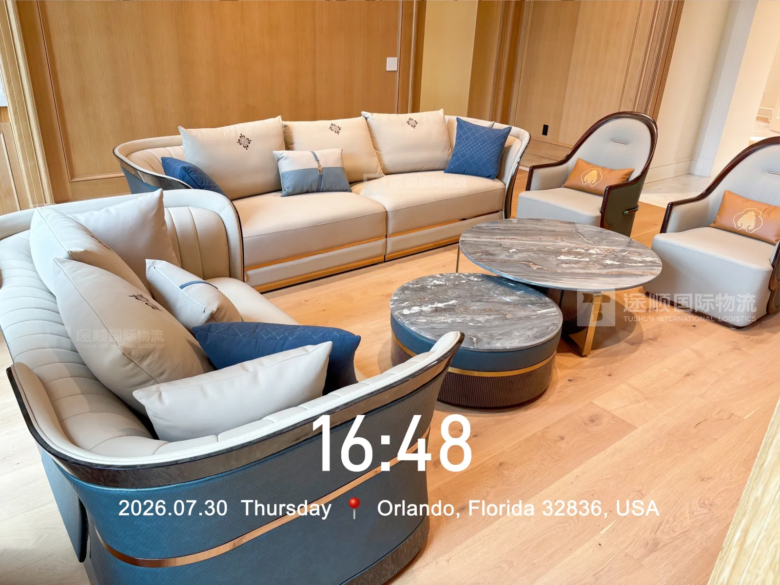 Living room set after installation in Orlando, Florida