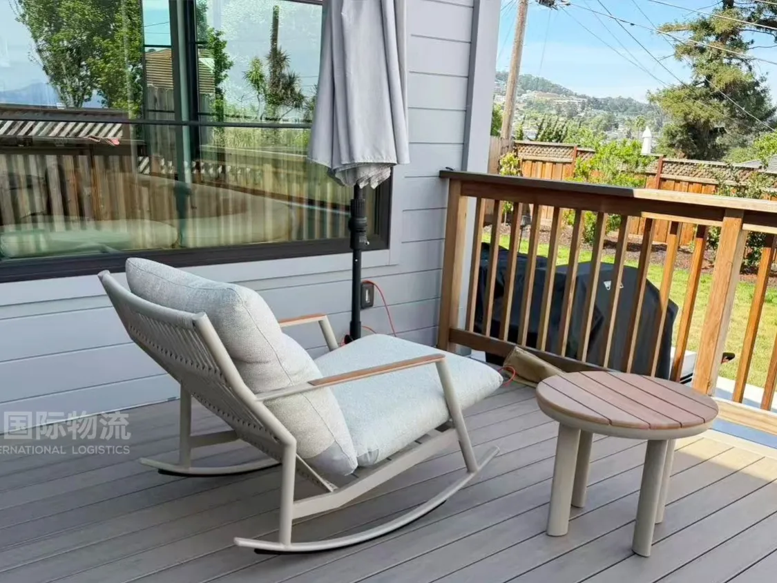Outdoor rocking chair on the deck, San Mateo