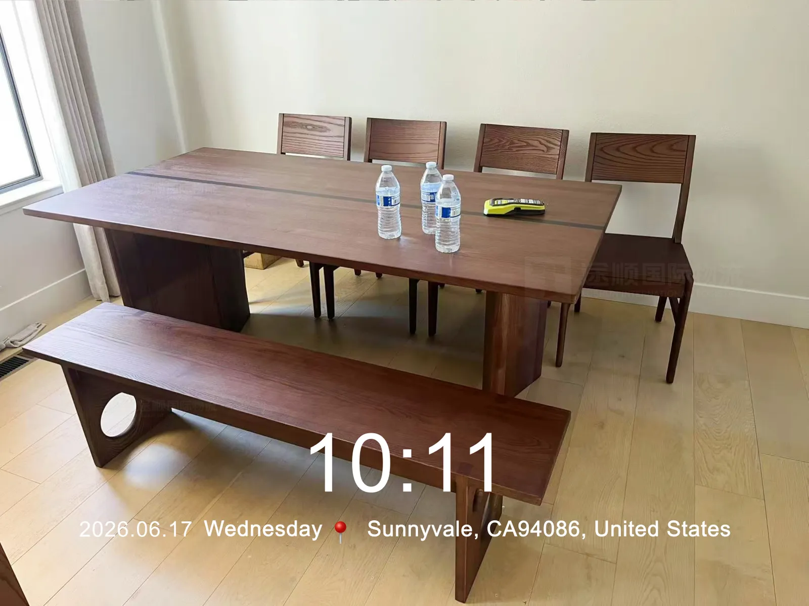 Solid-wood dining set installed in Sunnyvale